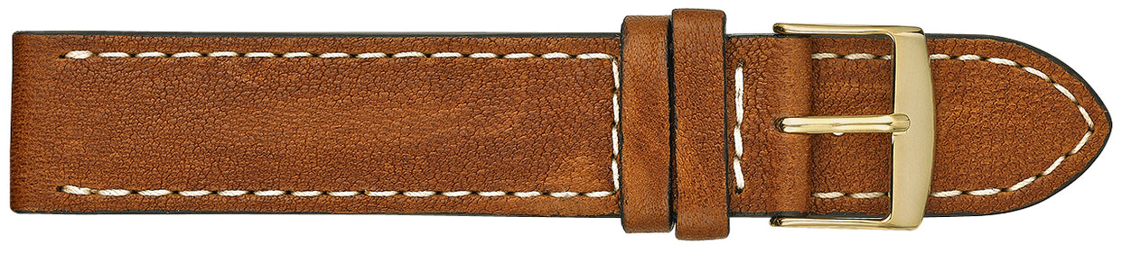 Fleurus Rustic Leather Watchband with Ecru Stitch 595