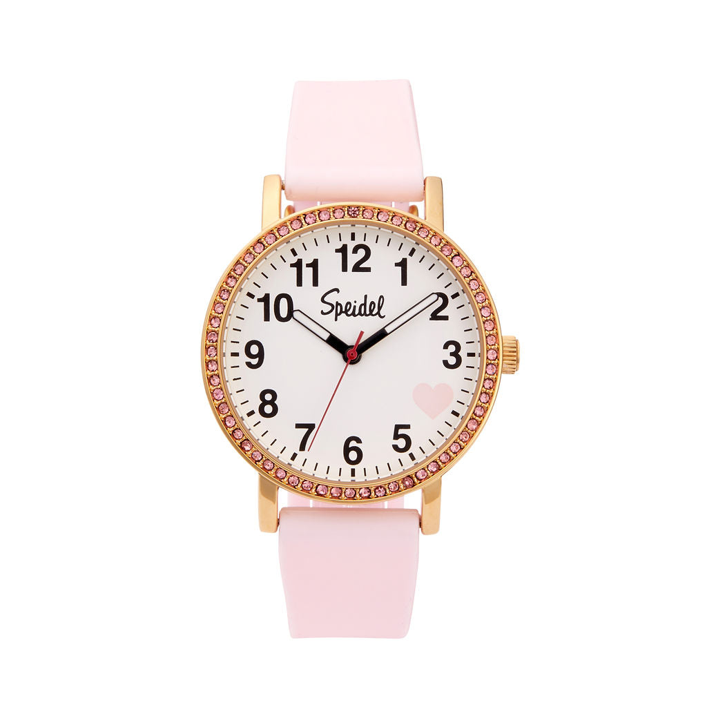 Brilliance Line Pink Crystal Heart Watch