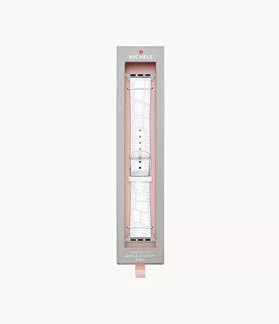 Michele 38/40/41/42mm and 42/44/45/46/49mm White Leather Band for Apple Watch®