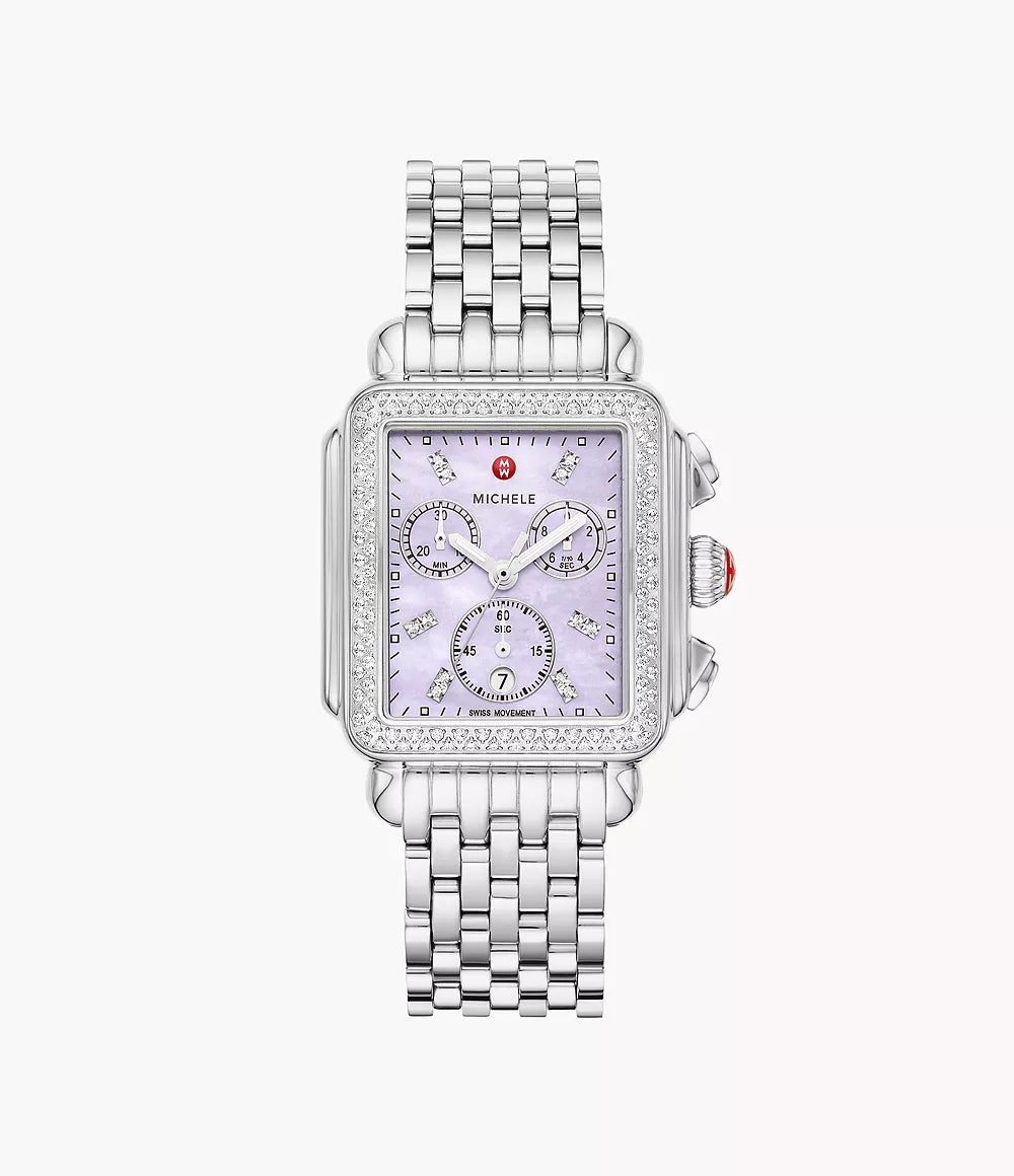 MICHELE Watches Deco Stainless Steel Diamond Watch (33mm)