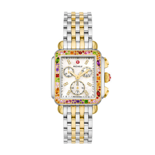 MICHELE Watches Deco Soirée Two-Tone 18K Gold-Plated Diamond Watch (33mm)