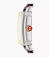 Michele Deco Sport Mid Gold-Plated Dark Cherry Leather Watch