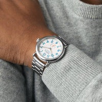 Shinola 41MM Runwell Velvet Alabaster with Blue Index Steel Watch