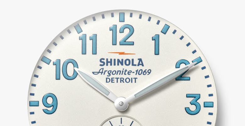 Shinola 41MM Runwell Velvet Alabaster with Blue Index Steel Watch