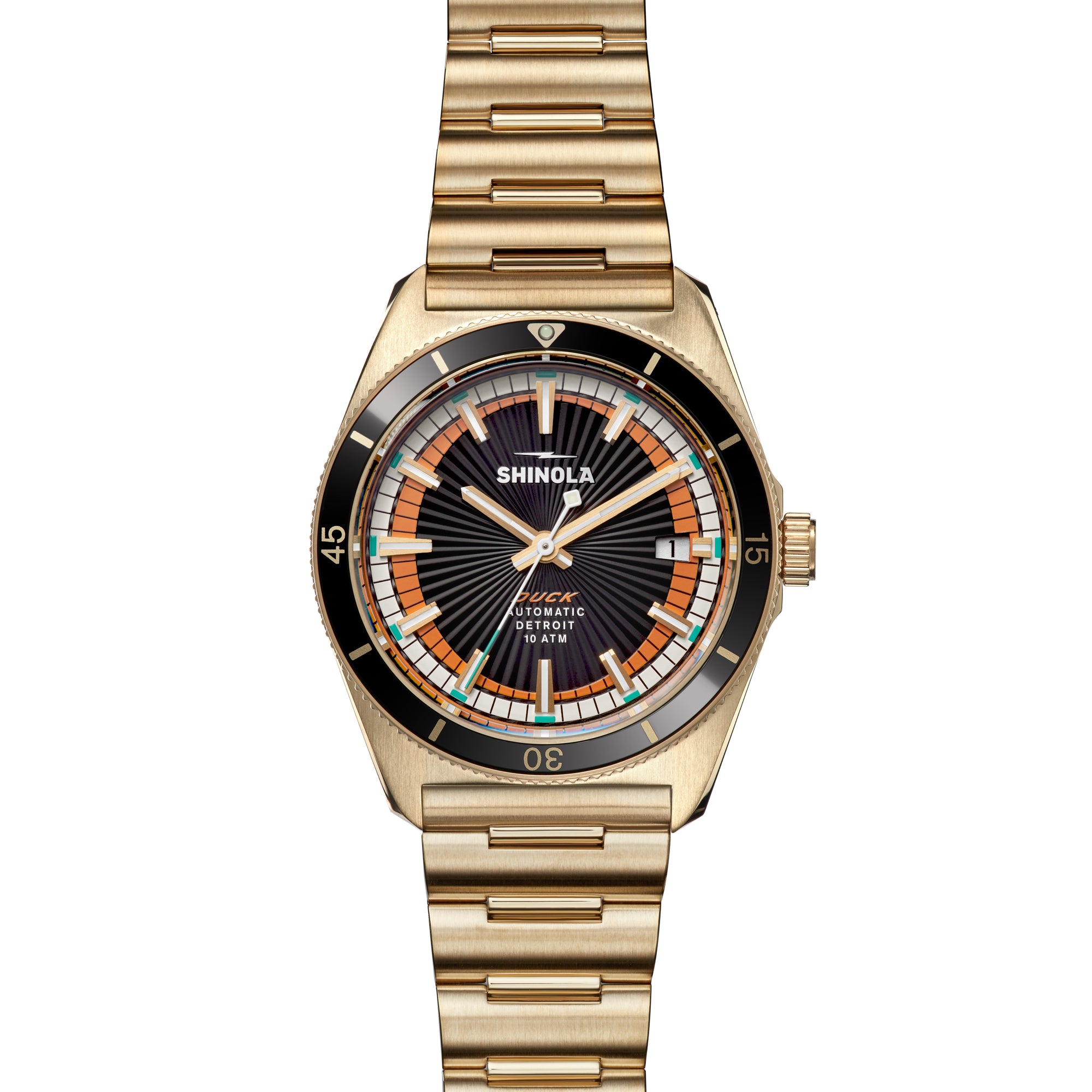 Shinola Duck Automatic 38mm Watch – Black & Gold