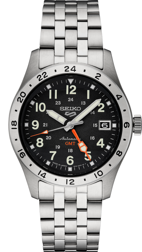 Seiko 5 Sports Automatic GMT Field Watch with Black Dial