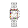 MICHELE Watches Deco Soirée Stainless Steel White Mother Of Pearl Watch With Mixed Gemstones (33mm)