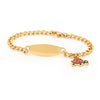 My First ID Bracelet with Plaque and Turtle Charm in Silver or Gold Tone