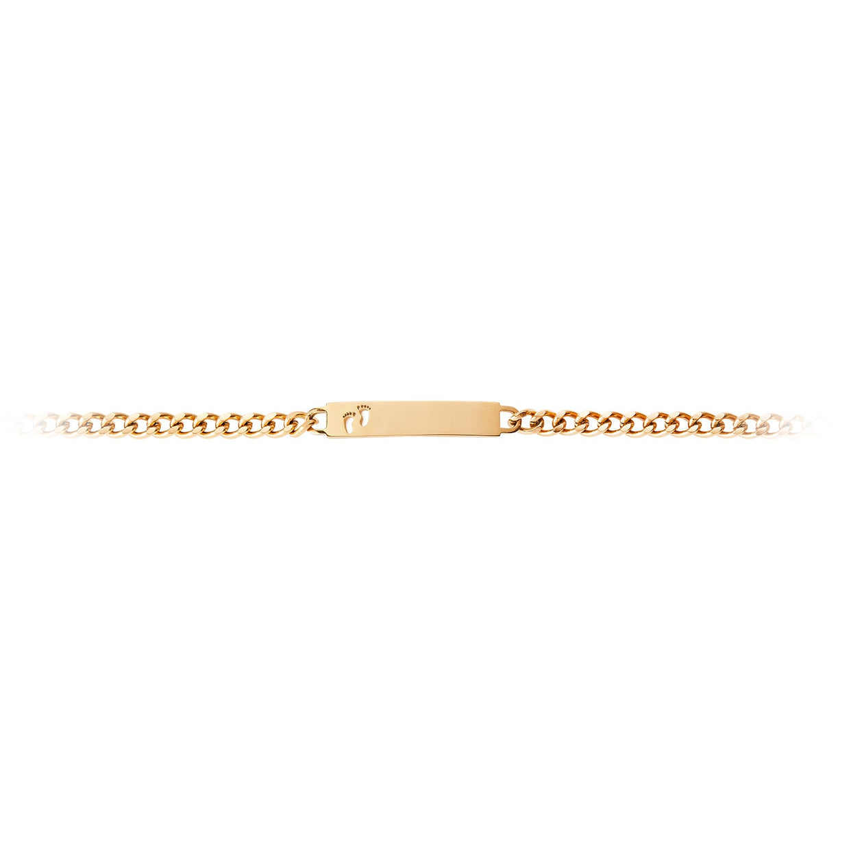 Ladies ID Bracelet with Pierced Footprints Cutout