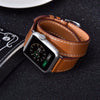 Brown Leather Double Tour Watchband Compatible For Use With The Apple Watch®