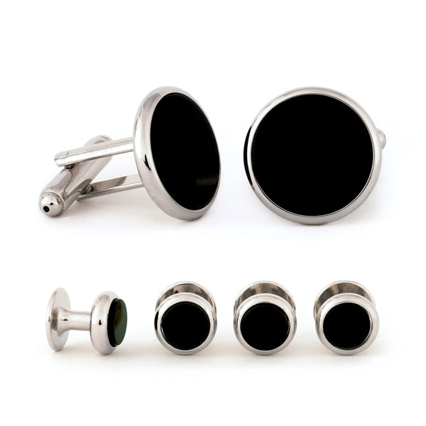 Radius Edge Black Onyx Cuff Links & Studs Set
