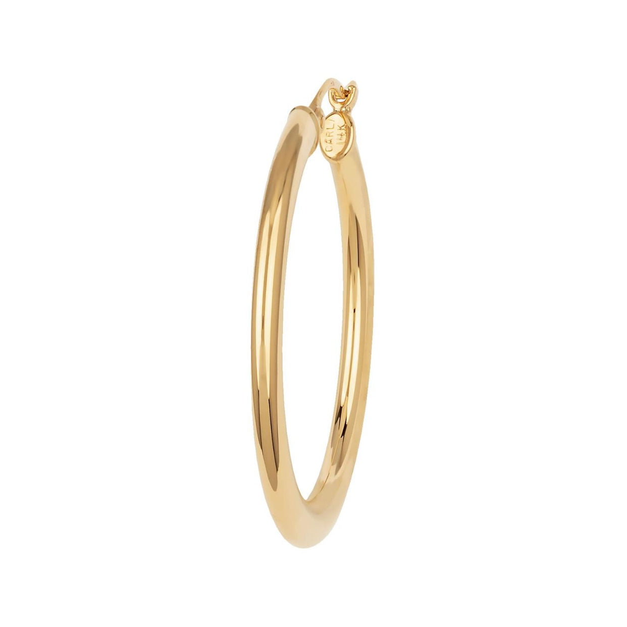 14k Gold 2x30mm Flat Oval Tube Hoop Earrings