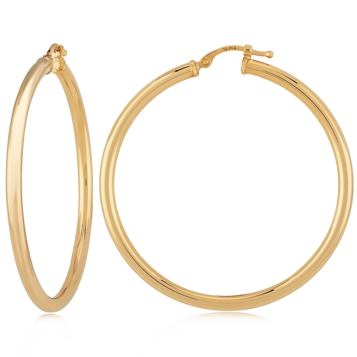 14k Gold 2.5x40mm S/D Hoop Earrings