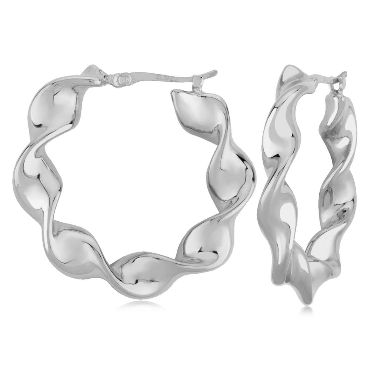 Sterling Silver Flat Twist Hoop Earrings