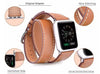 Brown Leather Double Tour Watchband Compatible For Use With The Apple Watch®