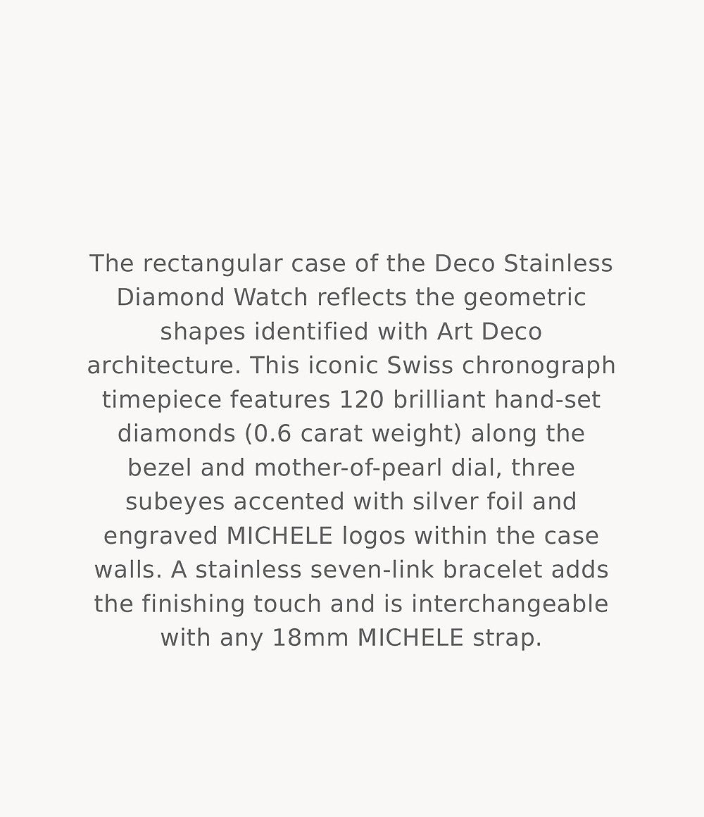 MICHELE Watches Deco Stainless Diamond Watch (33mm)