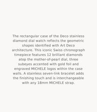 MICHELE Watches Deco Stainless Diamond Watch (33mm)