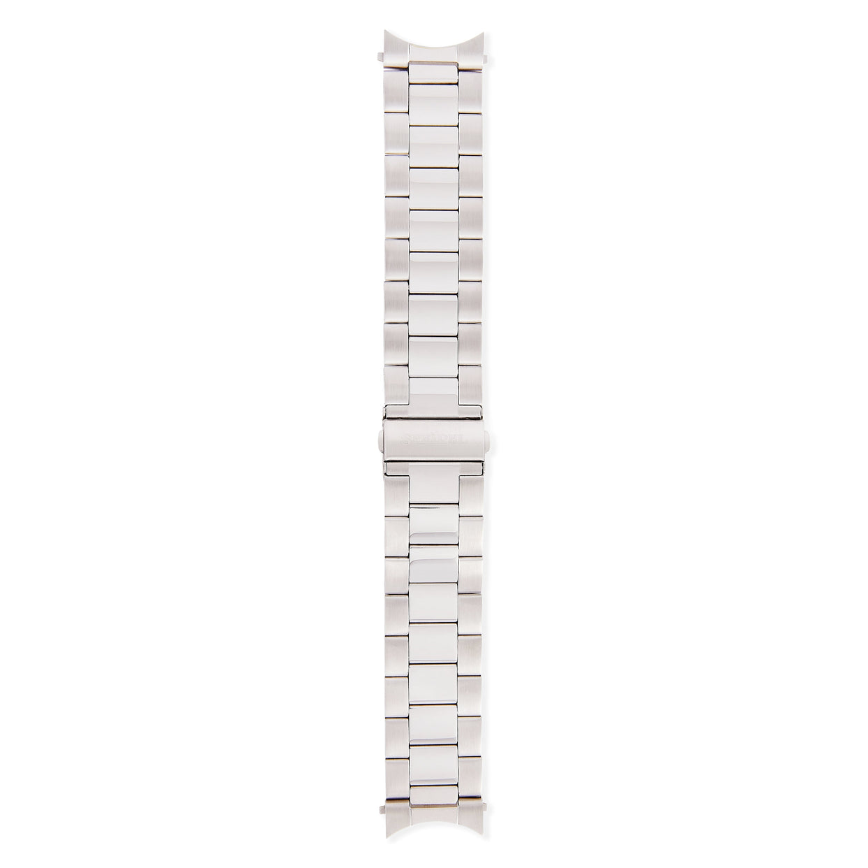 Men's Wrapped Link Silver Tone Curved End 22mm