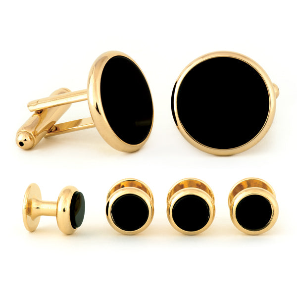 Radius Edge Black Onyx Cuff Links & Studs Set