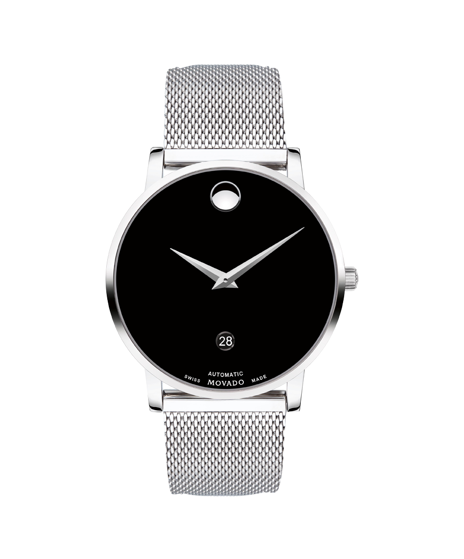 Movado men's swiss museum classic 2024 black leather strap watch 40mm