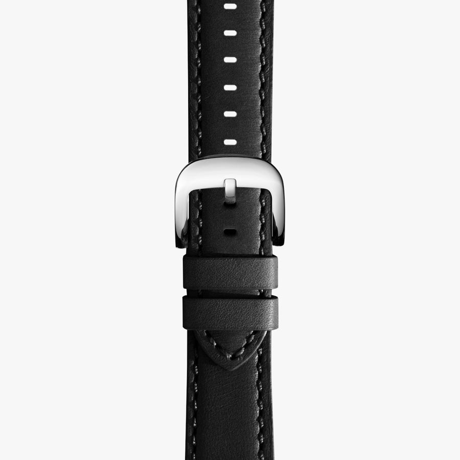 24 Black Aniline Latigo, Railroad Classic, Polished stainless Steel Buckle
