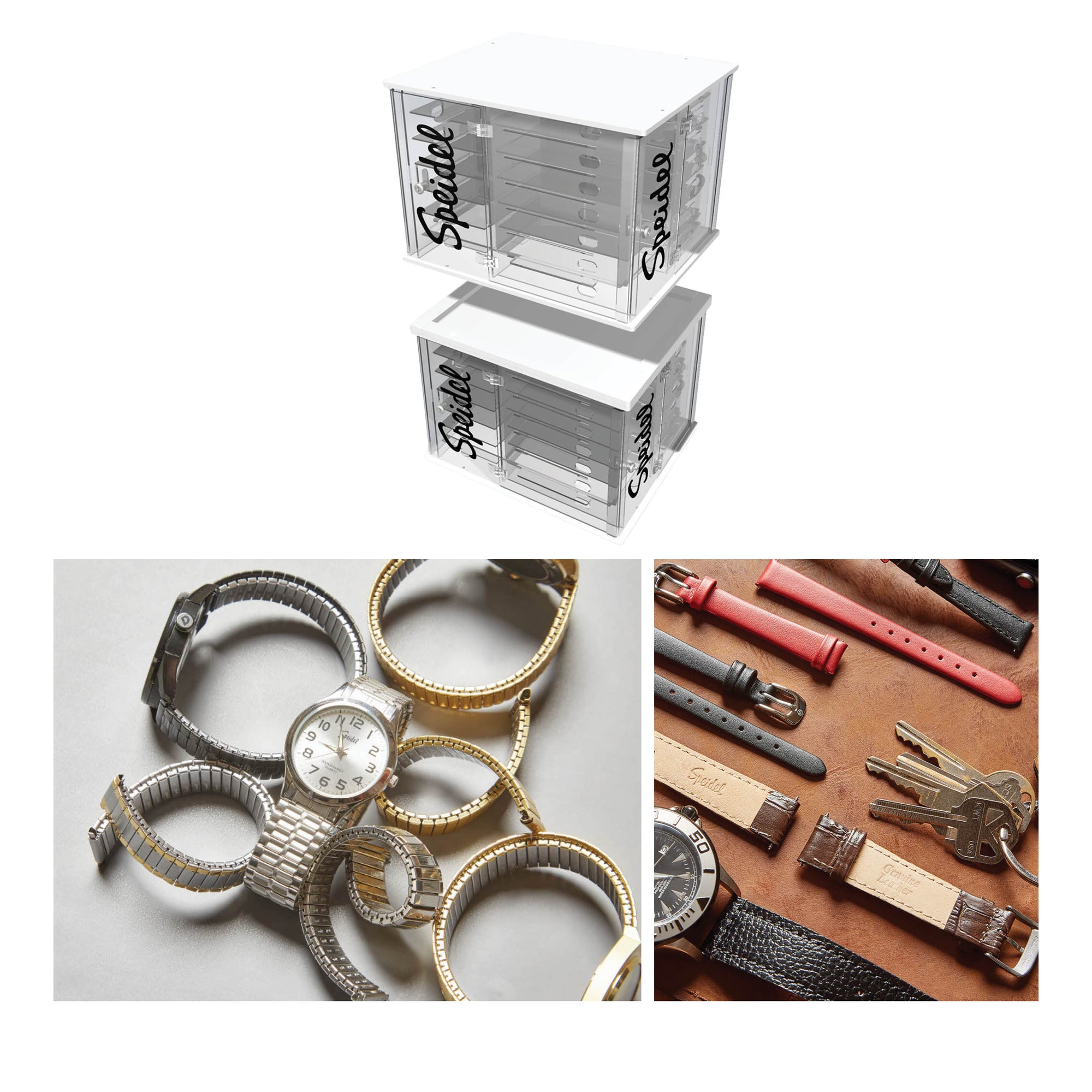 Leather & Metal Watch Bands Combo Assortment + FREE Display Unit