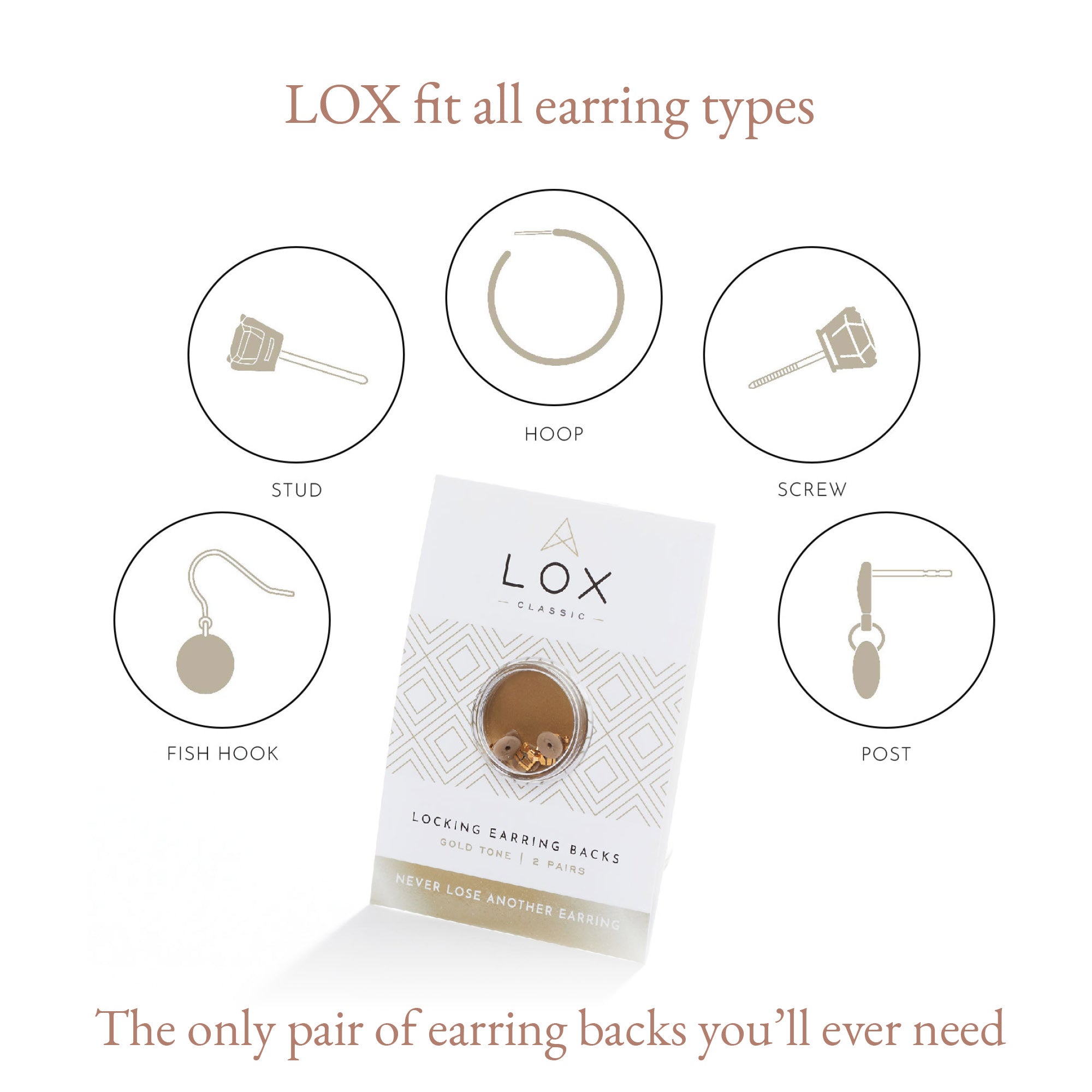 Lox 2 Pair English Earring Backs Silver and Gold (12pk)