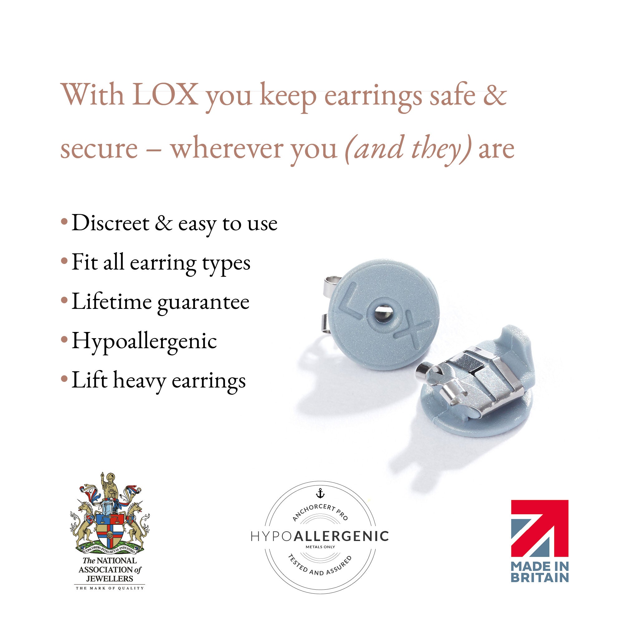 Lox 2 Pair English Earring Backs Silver and Gold (12pk)