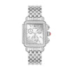 Michele Deco High Shine Silver Dial Chrono Watch with Diamond Embezzled Silver Case