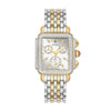 Michele Deco High Shine Silver Dial Watch with Diamond Embezzled Silver Case and Two Tone Chronograph