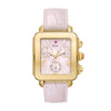 Michele Deco Sport Peony Chrono Dial, Gold Case with Iridescent Pink Alligator Strap