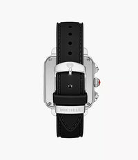 Michele Deco Deco Sport Chronograph Stainless Steel Black Silicone Watch