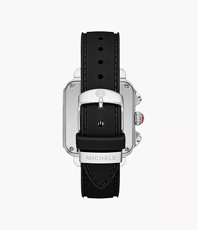 Michele Deco Deco Sport Chronograph Stainless Steel Black Silicone Watch