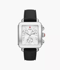Michele Deco Deco Sport Chronograph Stainless Steel Black Silicone Watch
