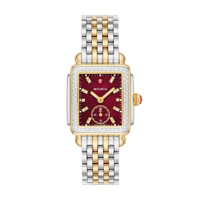 MICHELE Watches Deco Mid Two-Tone 18k Gold-Plated Diamond Watch (29mm)