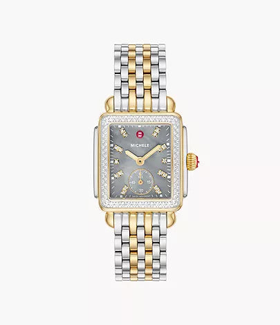 Michele Deco Mid Two-Tone 18K Gold-Plated Diamond Watch