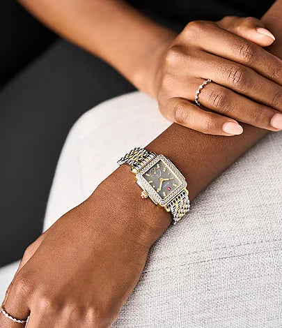 Michele Deco Mid Two-Tone 18K Gold-Plated Diamond Watch