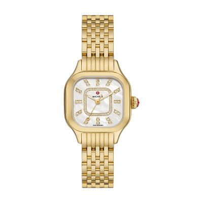 MICHELE Watches Meggie 18k Gold-Plated Diamond Dial Watch (29mm)