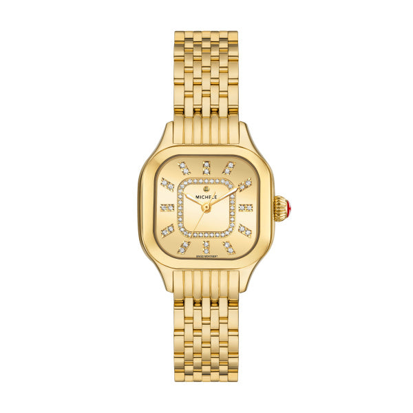 Michele Meggie High Shine Diamond Dial Gold Watch Speidel