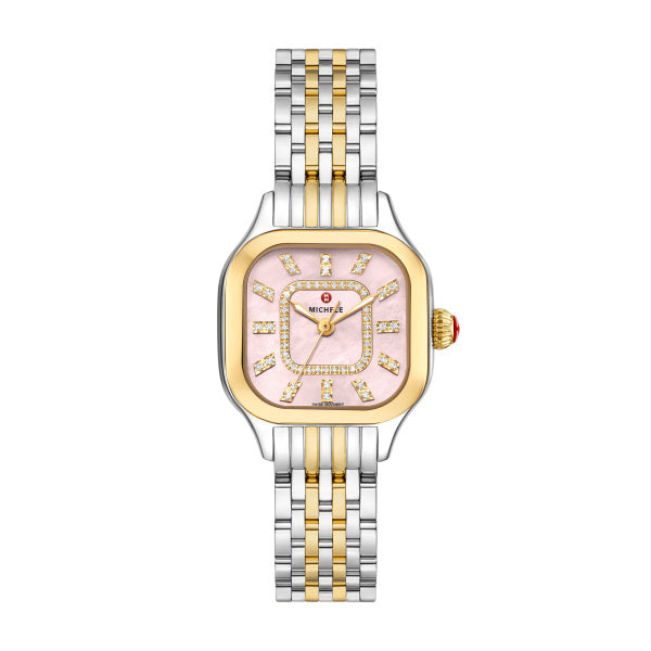 Michele Meggie High Shine Peony Diamond Dial Dual Tone Watch