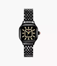 Michele Meggie Three-Hand Black Stainless Steel Watch