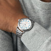 Shinola 41MM Runwell Velvet Alabaster with Blue Index Steel Watch 