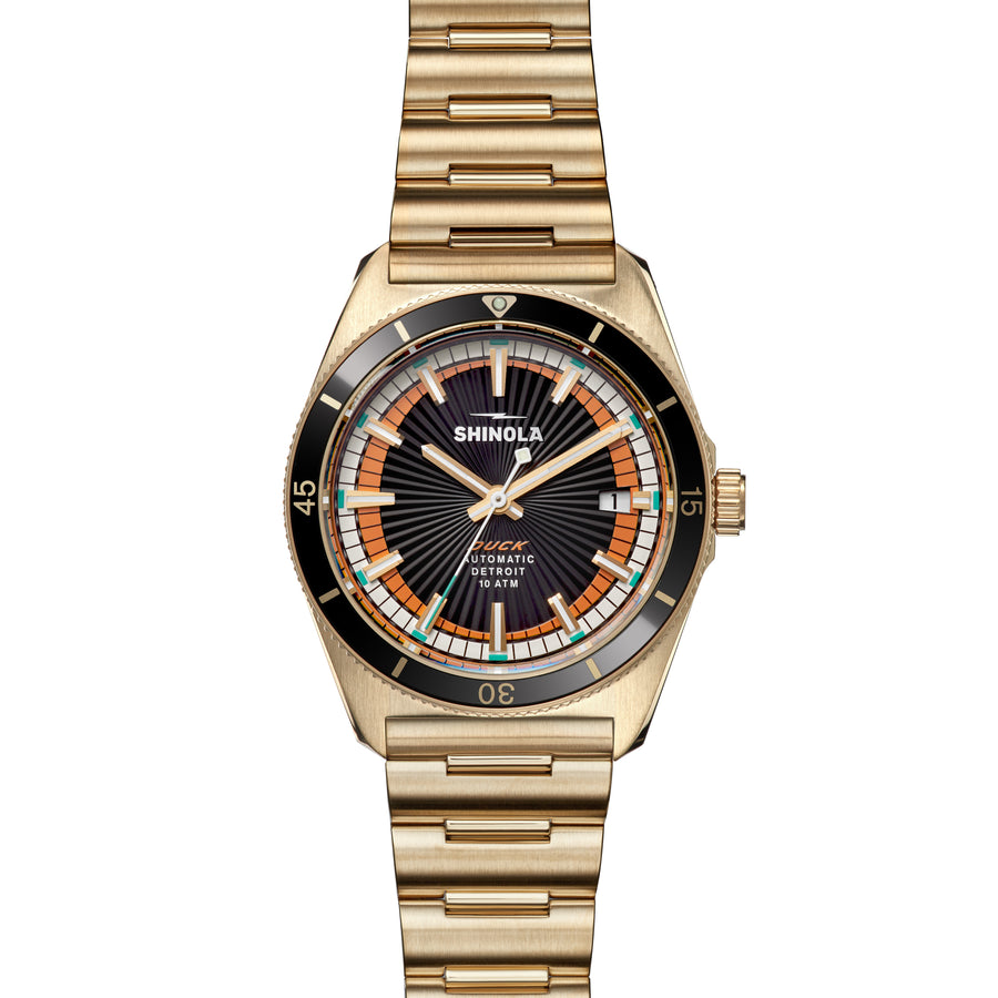 Shinola Duck Automatic 38mm Watch – Black & Gold