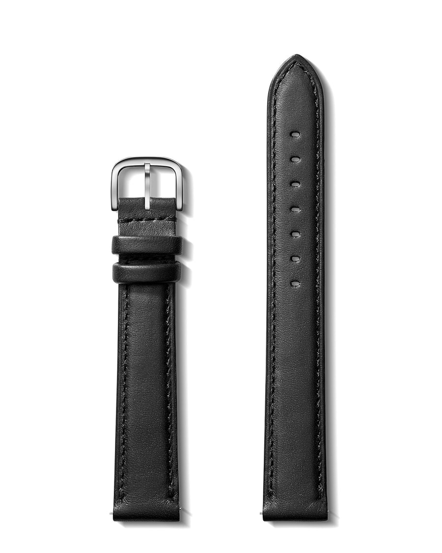 18mm Black Railroad Classic, Polished Stainless Steel Buckle