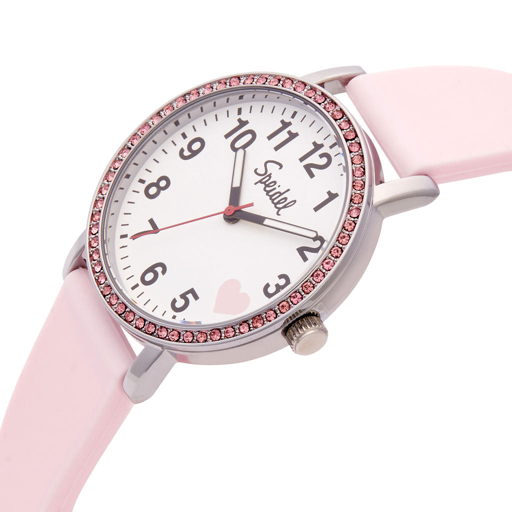 Brilliance Line Pink Crystal Heart Watch