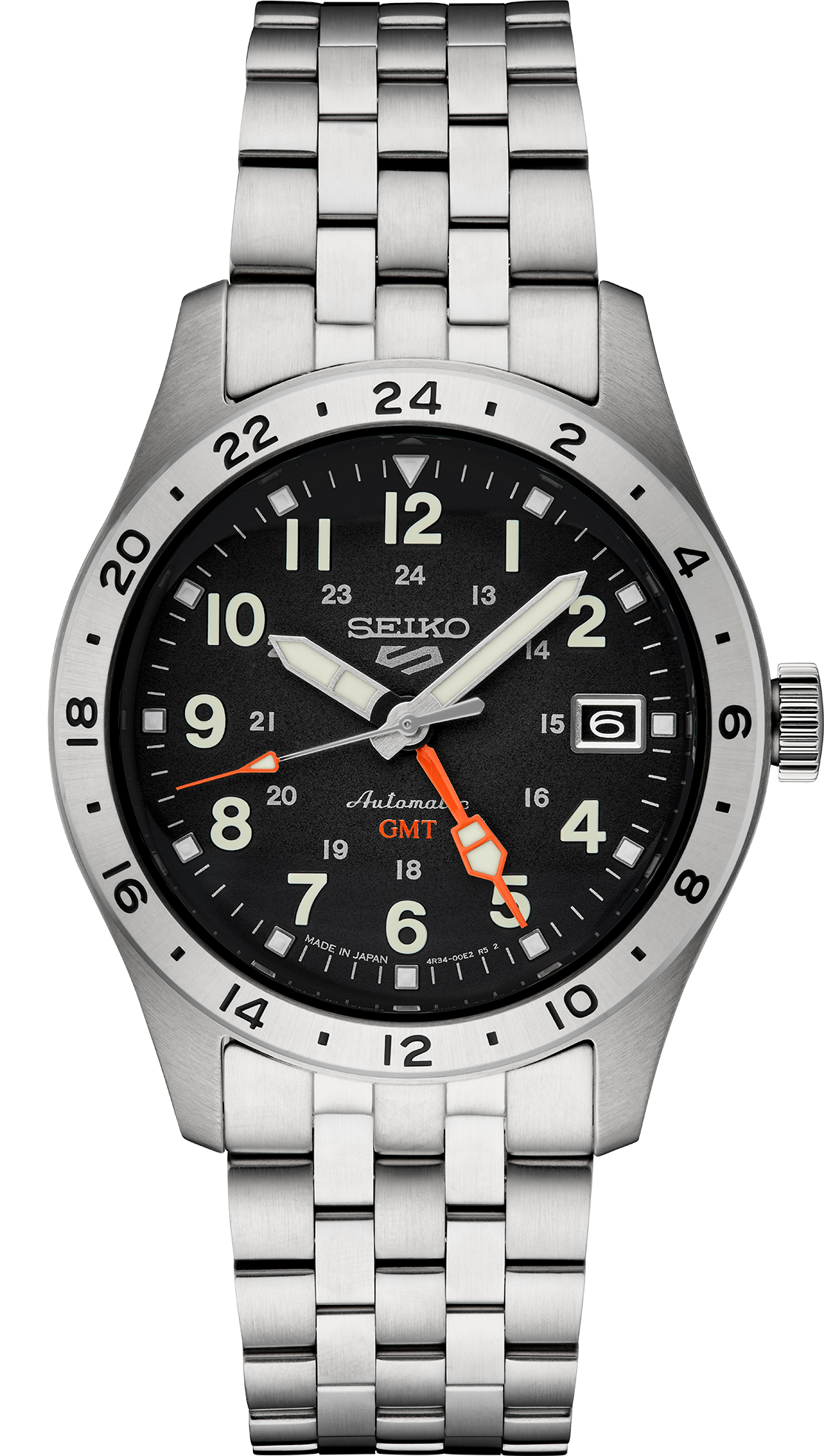 Seiko 5 Sports Automatic GMT Field Watch with Black Dial