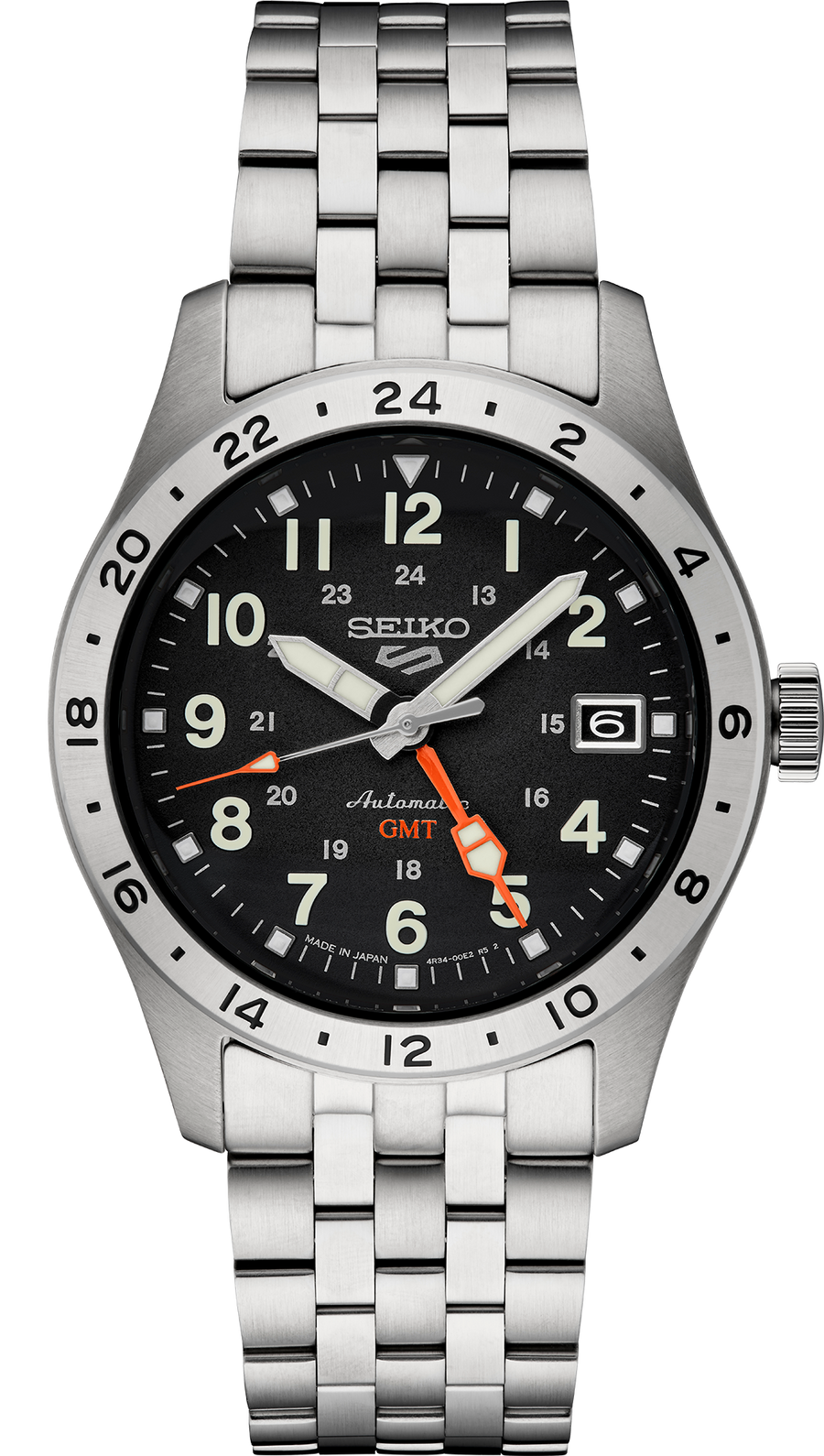 Seiko 5 Sports Automatic GMT Field Watch with Black Dial