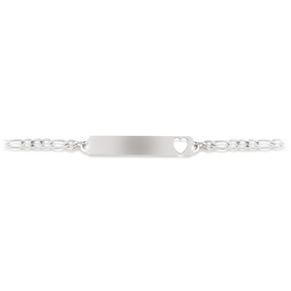 My First ID Bracelet For Children, Silver Cut Out Heart Plaque