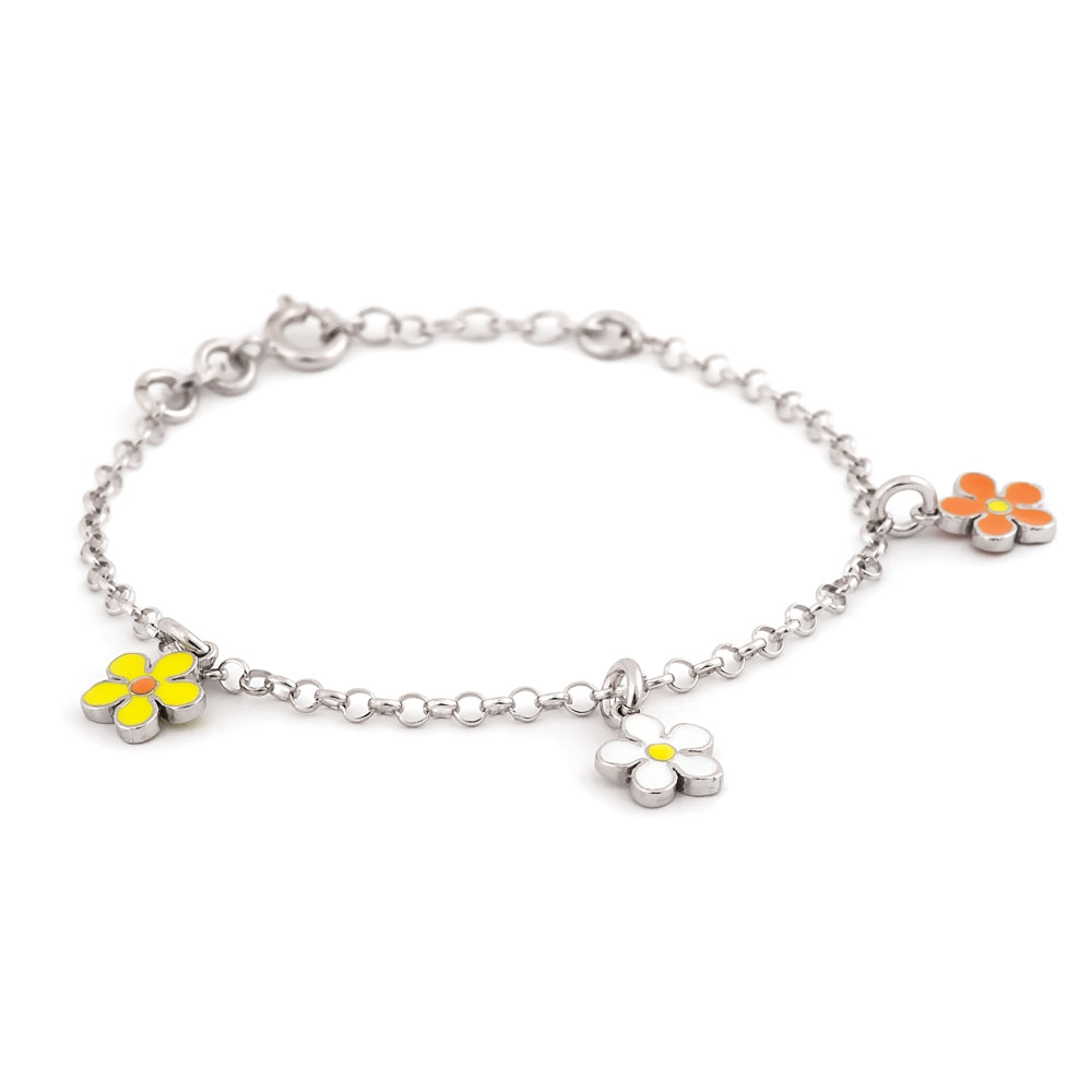 Children's Flower Girl 'Love to Dance' Silver Plated Charm Bead Bracelet 18cm / Silver