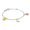 Sterling Silver Bracelet with Multi Colored Flower Charms